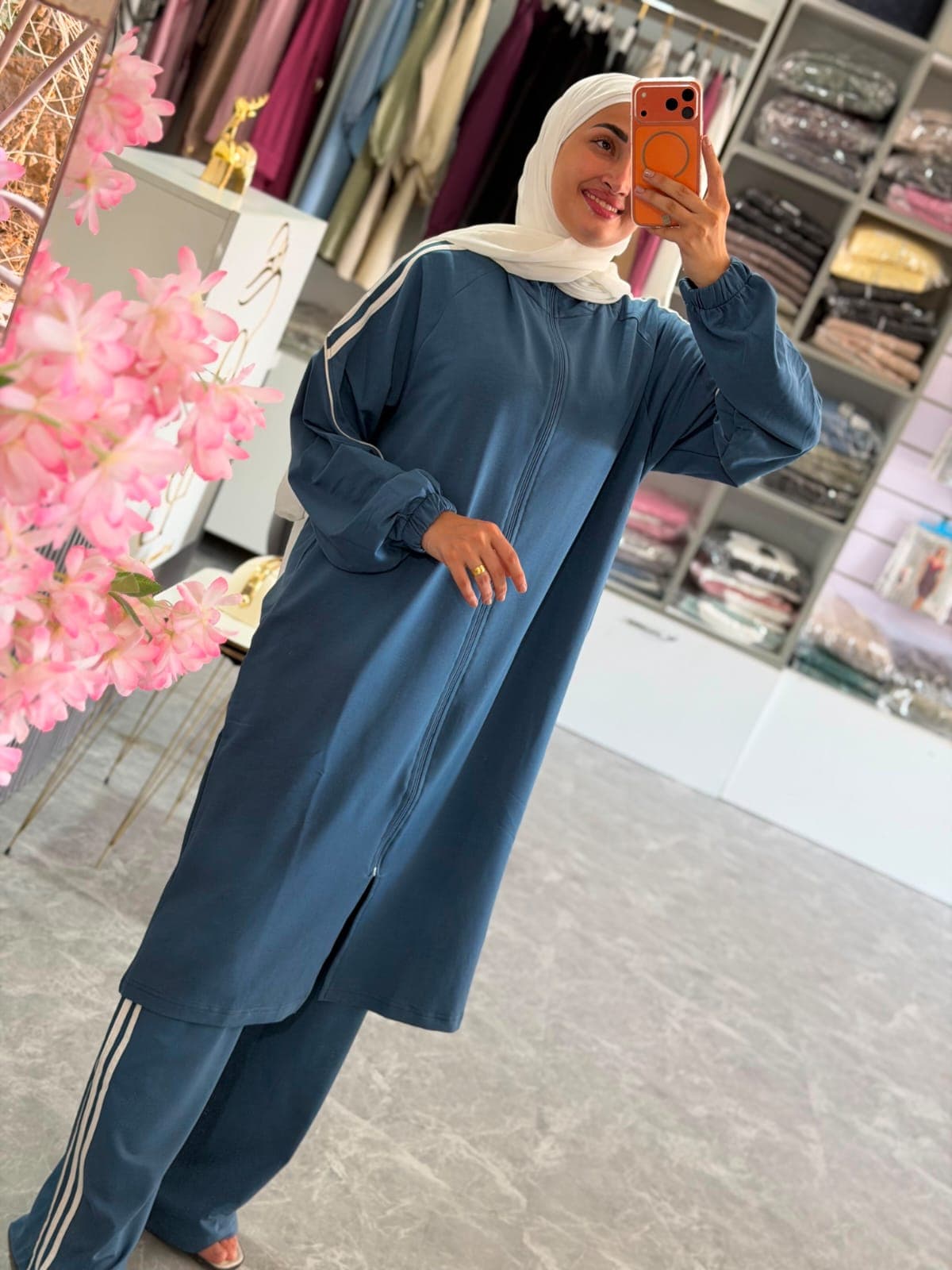 long set wide leg in blue