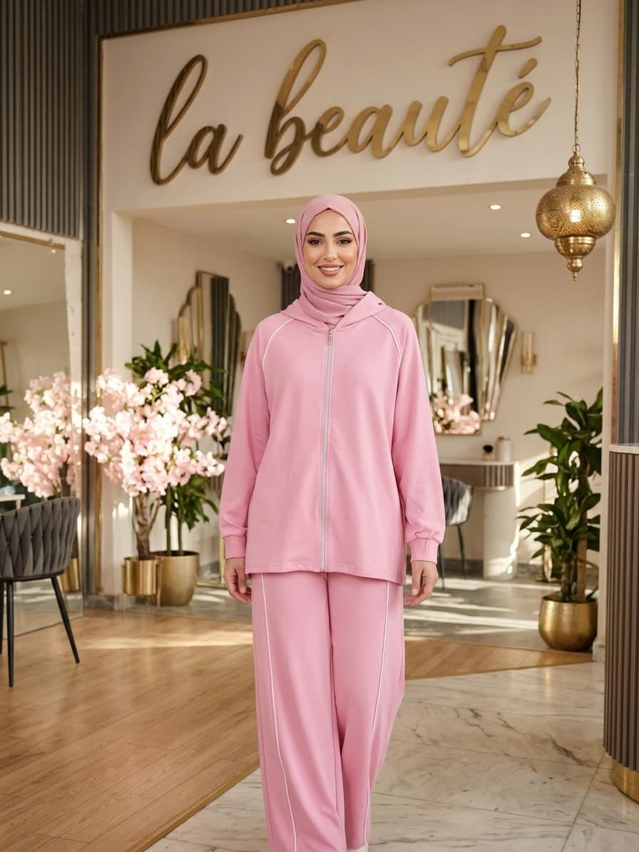 wide leg set in light pink
