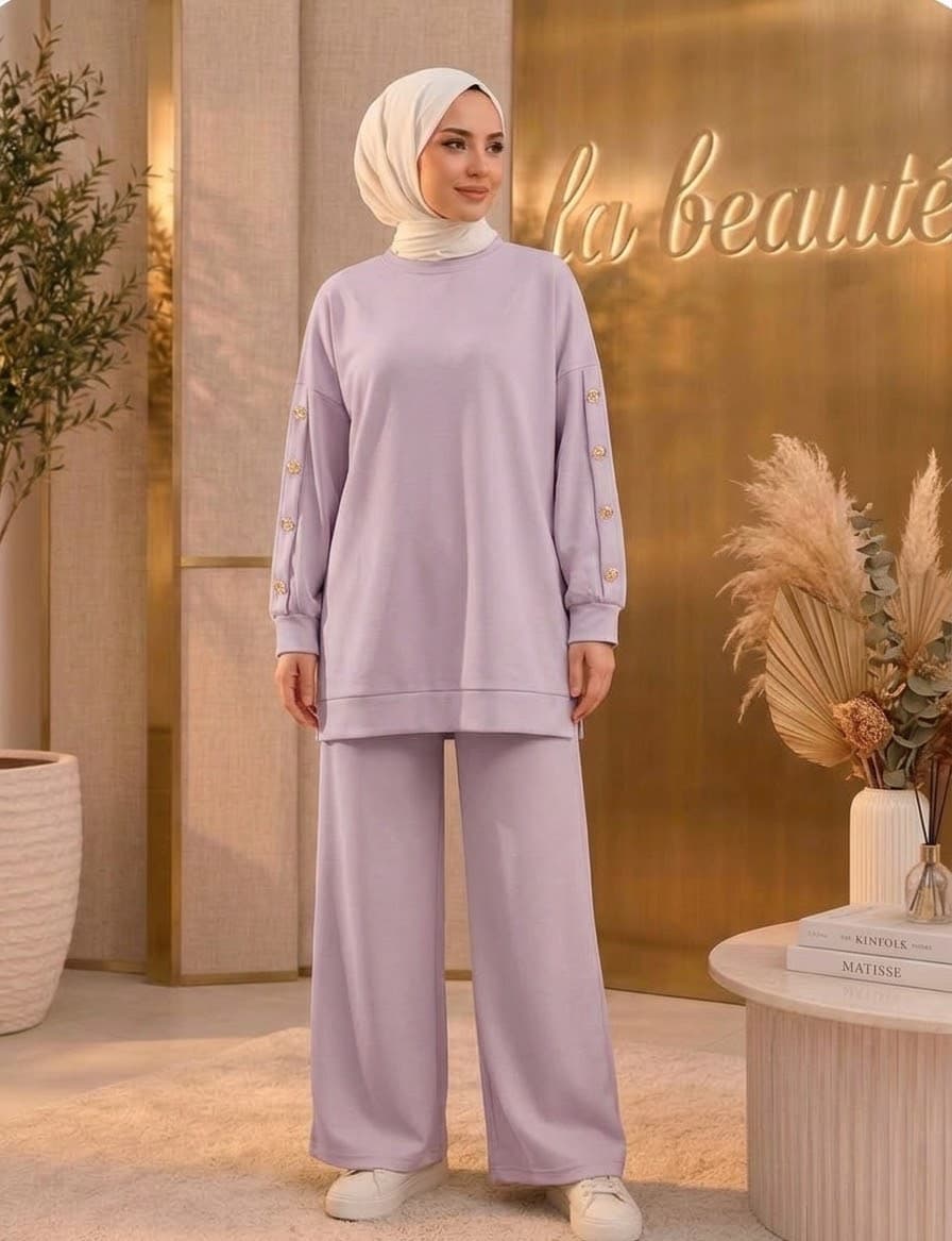 wide leg set in lilac