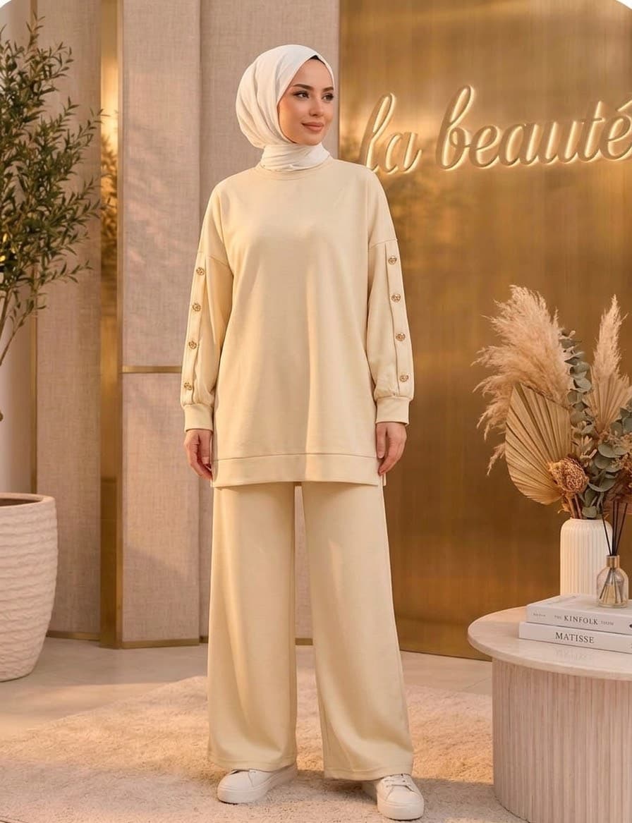 wide leg set in yeloow