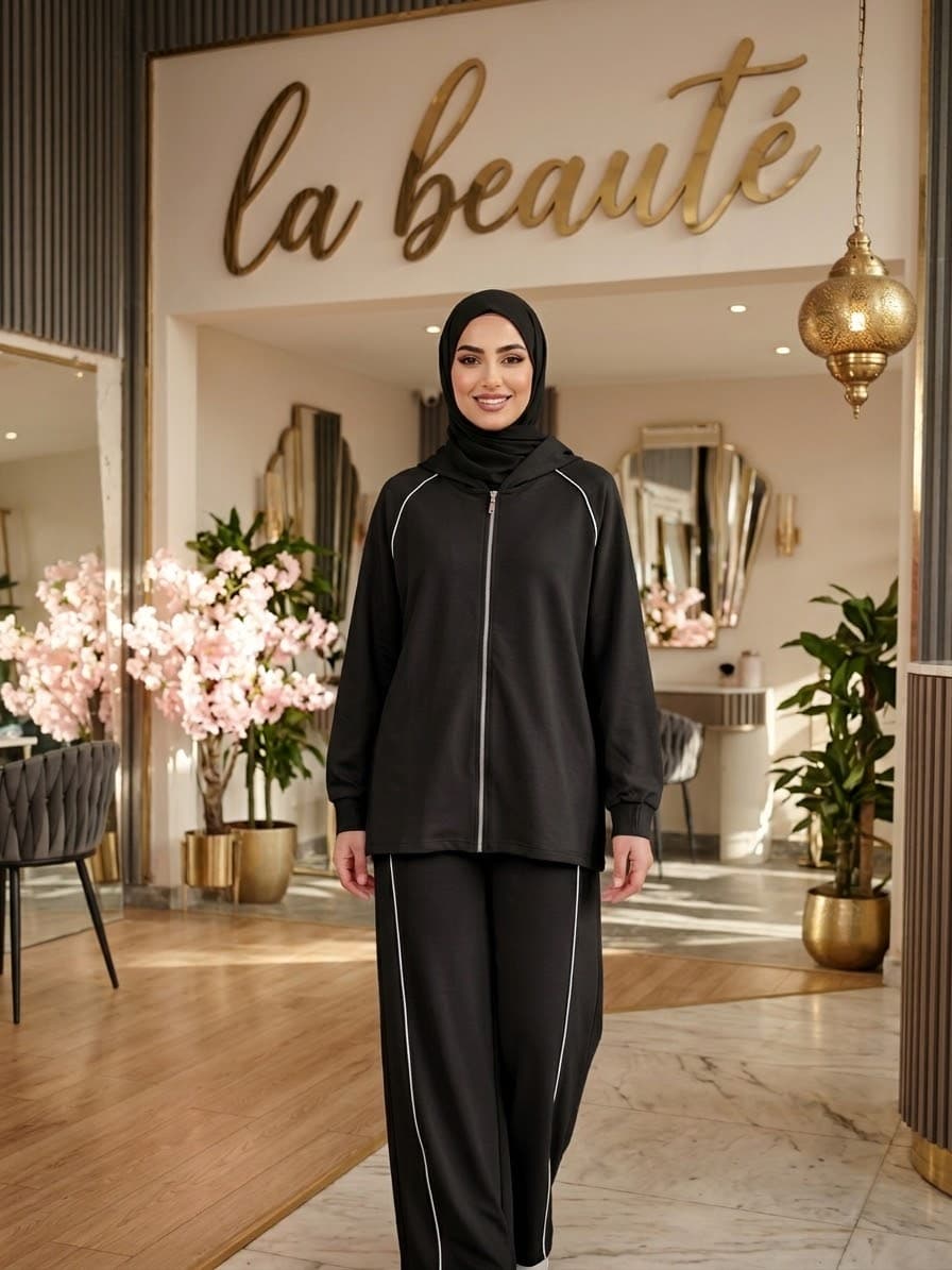 wide leg set in black