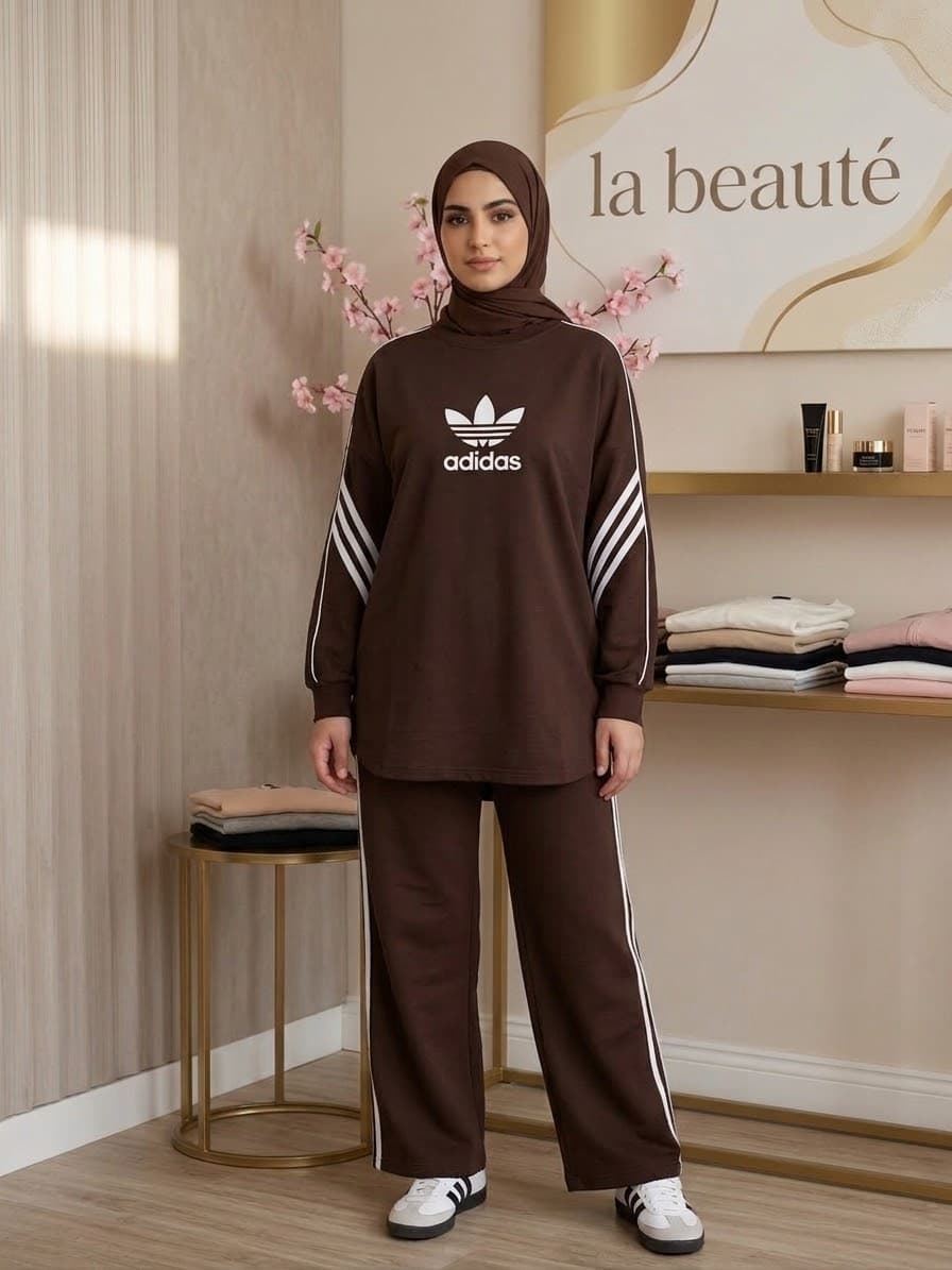 wide leg set in brown