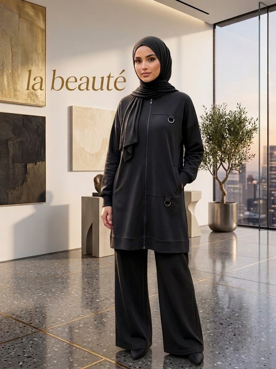 wide leg set in black
