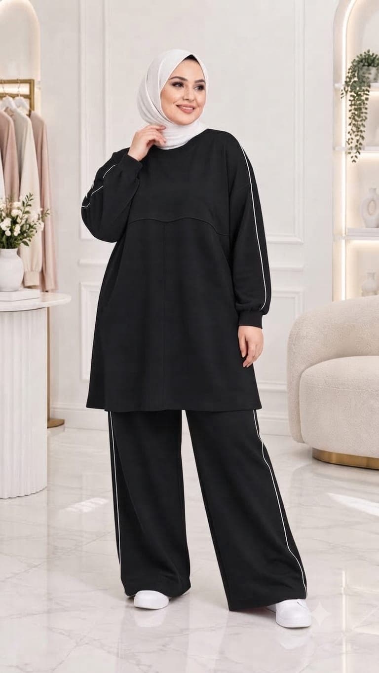 full length pijama set in black
